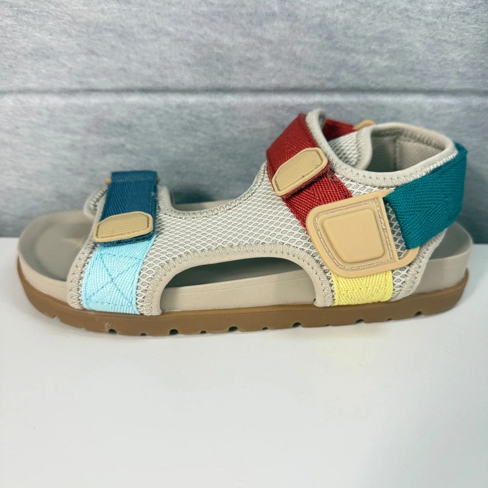 Zara Kids Girls Size 33 Sport Sandals Beige Red Blue Colorblock Casualcore